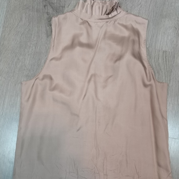 Upcycled Vintage Boho Pleated Ruffled Sleeveless Button Down Shirt - Picture 6 of 7